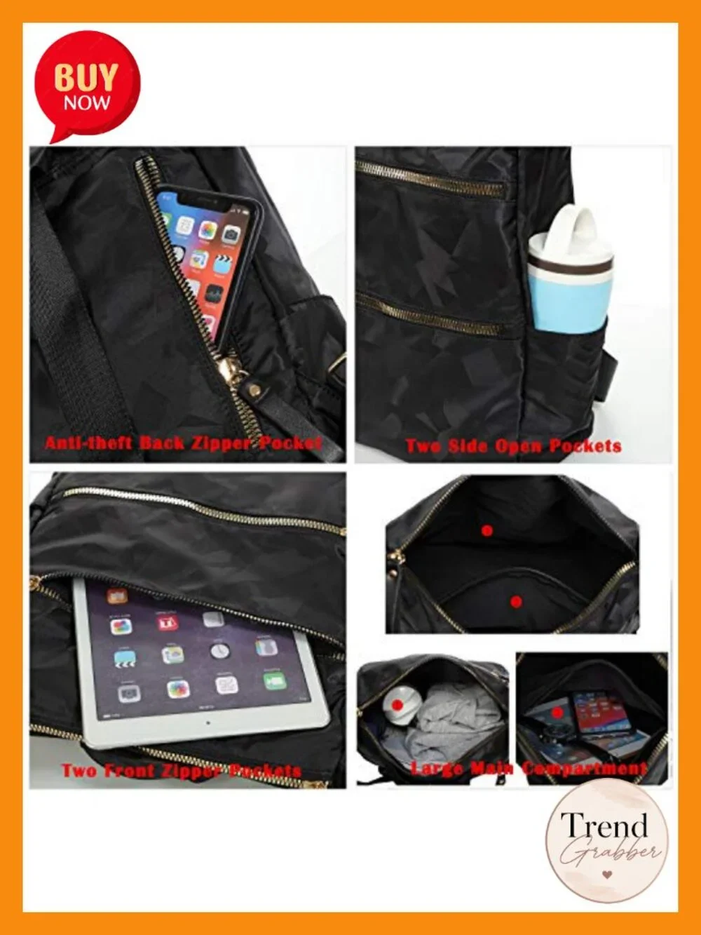 Women Nylon Backpack Purse Anti Theft Travel Daypack College Bookbag
